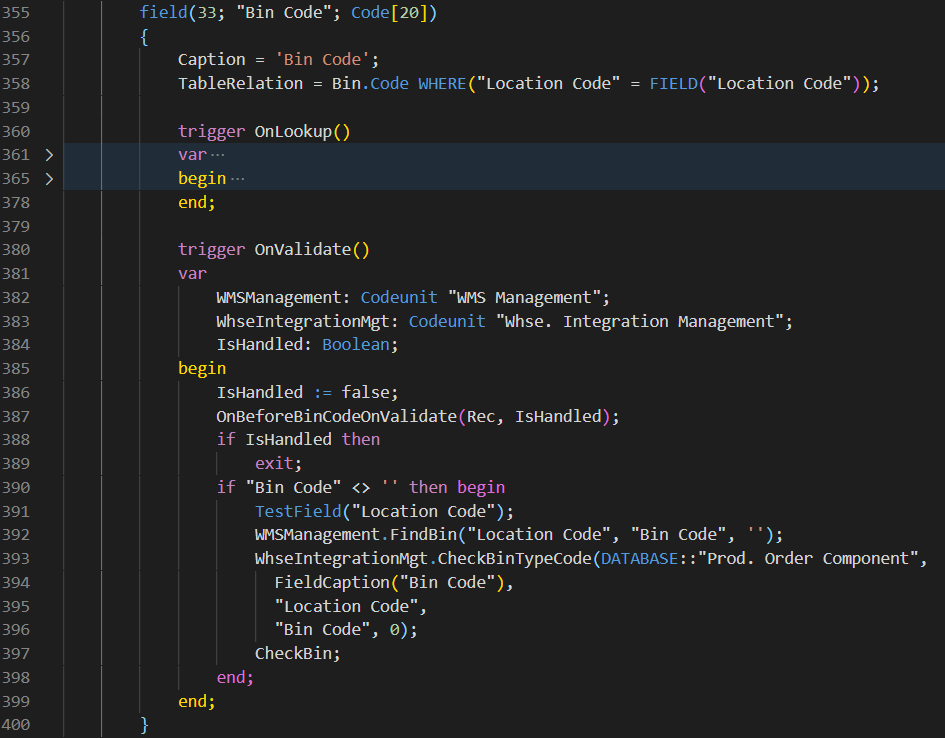 Table 5407 Prod. Order Component - OnBeforeBinCodeOnValidate · Issue ...