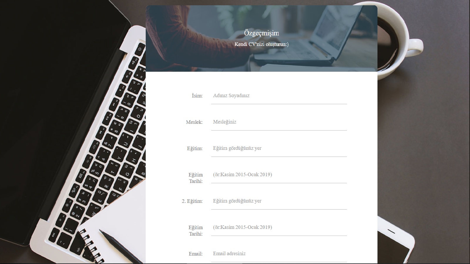 GitHub - MFColak/CV-Maker: PHP ve PDO üzerinden MySQL kullanılarak ...