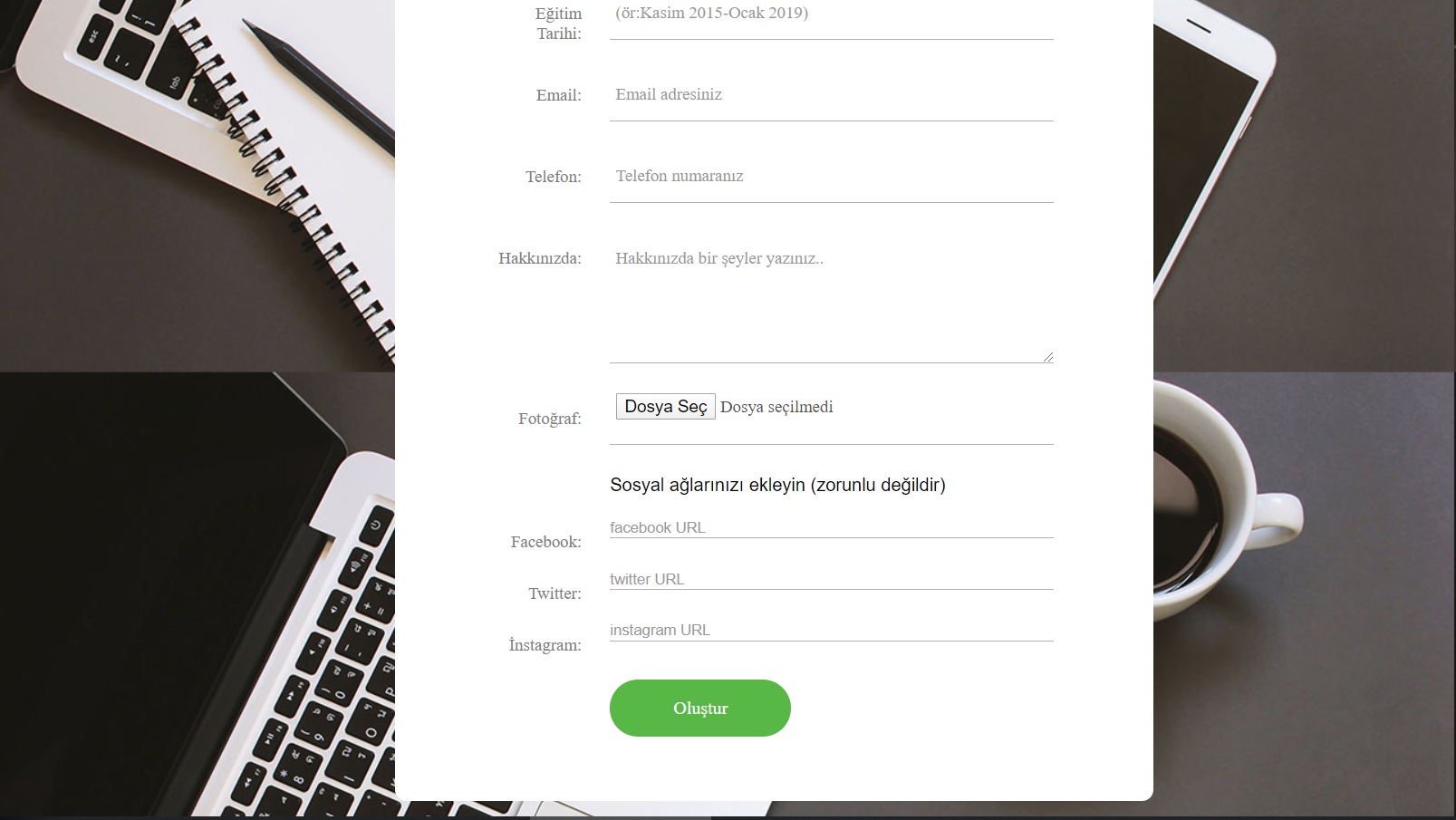 GitHub - MFColak/CV-Maker: PHP ve PDO üzerinden MySQL kullanılarak ...