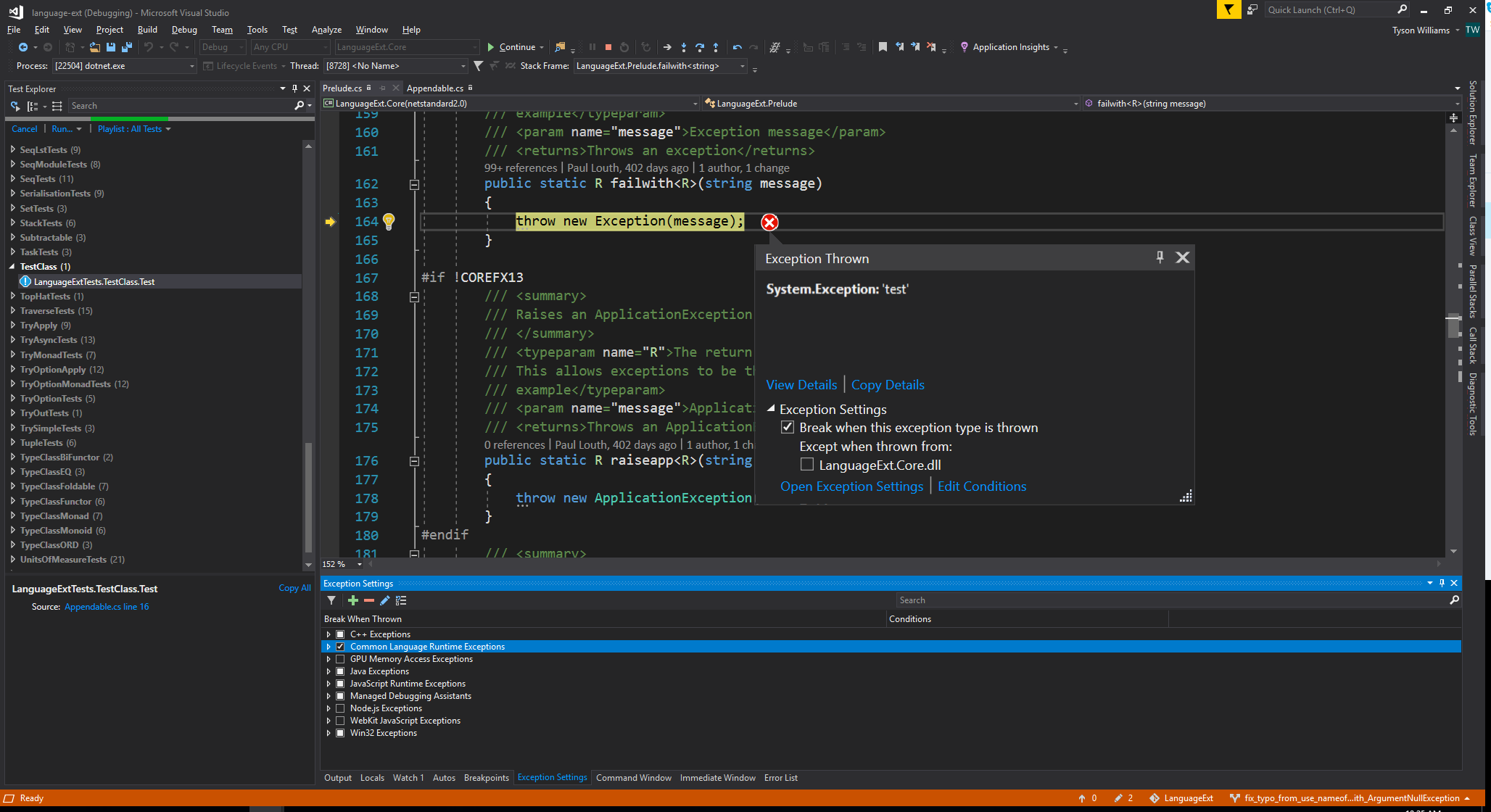Visual Studio Debugger Exception Handling Continue When Unhandled In 