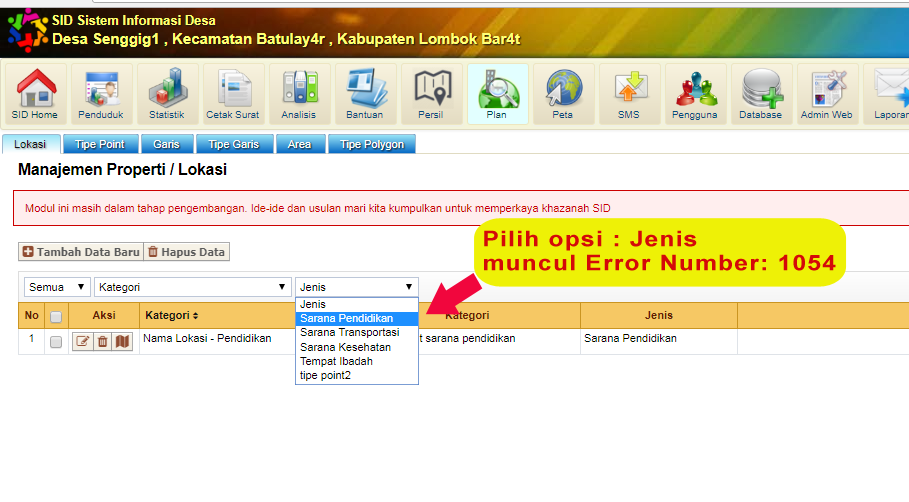 Bug : error pada pilihan >jenis · Issue #774 · OpenSID/OpenSID · GitHub