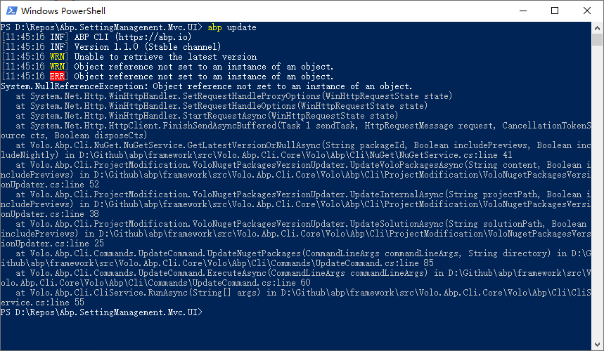 CLI broken after upgrading to 1.1 · Issue #2325 · abpframework/abp · GitHub