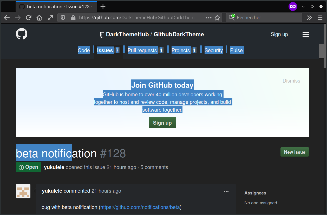 beta notification · Issue #128 · DarkThemeHub/GithubDarkTheme · GitHub