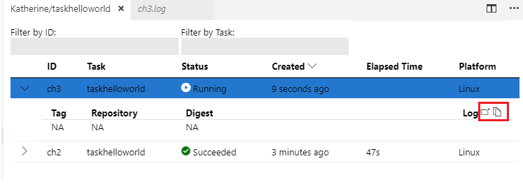 There are no tooltips when hovering on the icons in the Logs window ...