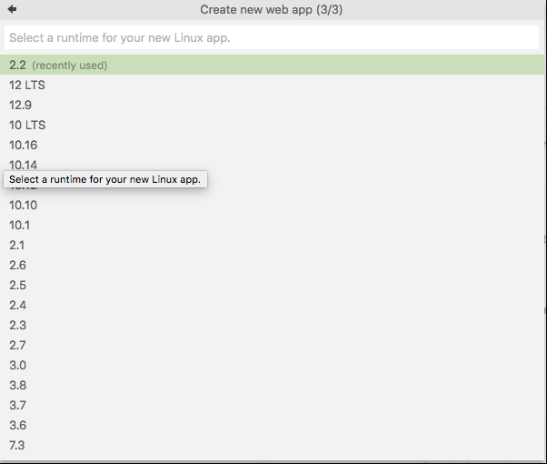Lost the name of runtimes when creating a new Linux web app · Issue ...