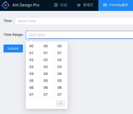 在Ant Design Pro框架的子页面内表单的日期和时间选择组件无法渲染UI样式 · alibaba formily ...