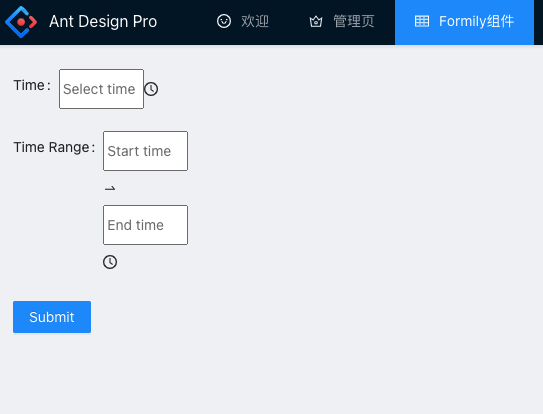 在Ant Design Pro框架的子页面内表单的日期和时间选择组件无法渲染UI样式 · alibaba formily ...