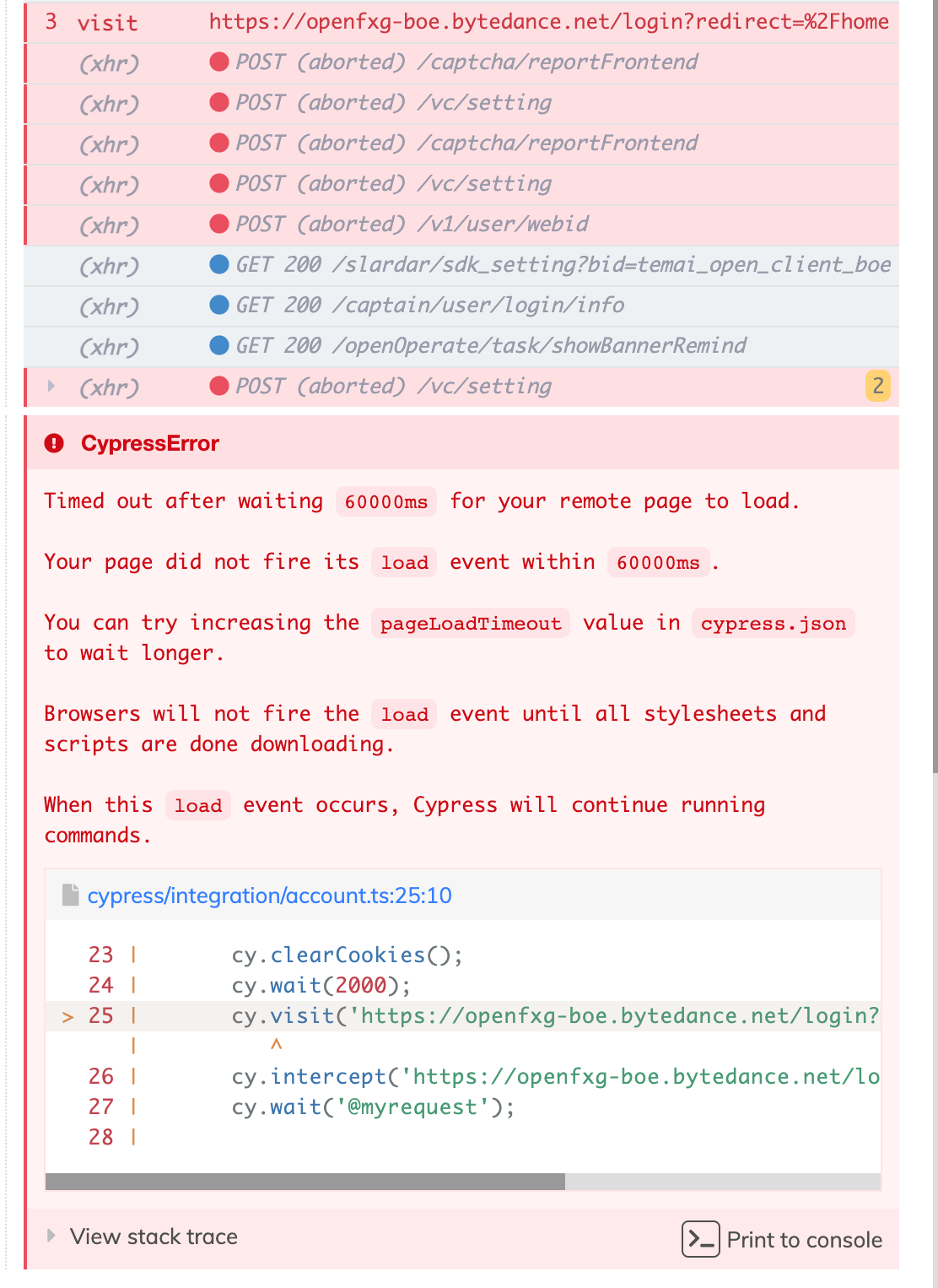 Timed out after waiting 60000ms for your remote page to load issue