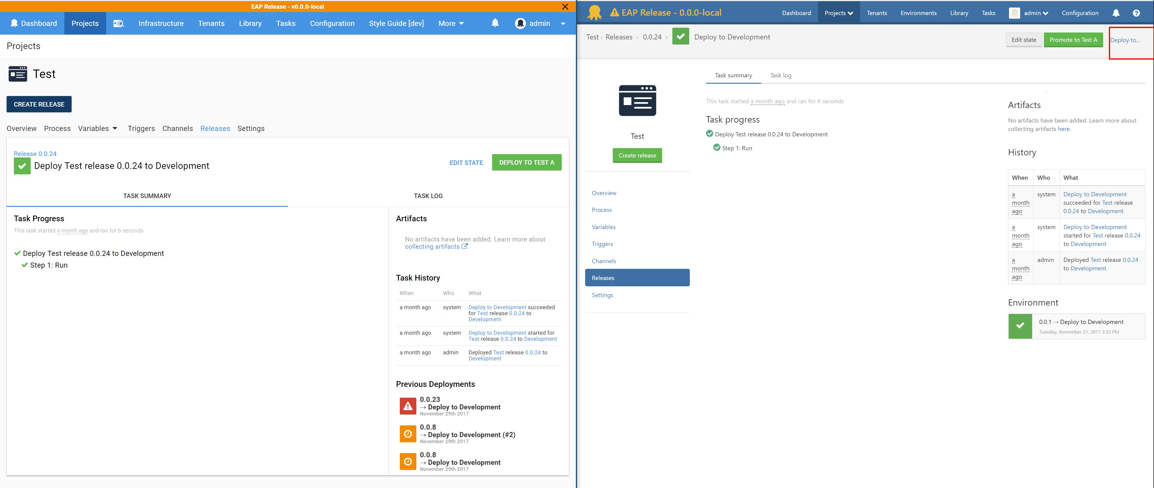 Add deploy to action to deployment task details screen · Issue #4131 ...