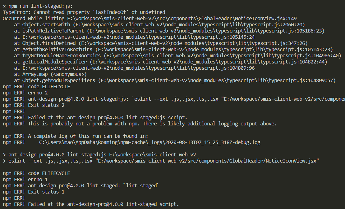 git commit后 报错！ · Issue #7189 · ant-design/ant-design-pro · GitHub