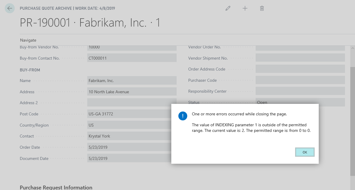 Purchase Quote Archive when close page Prompt error on BC14 · Issue ...