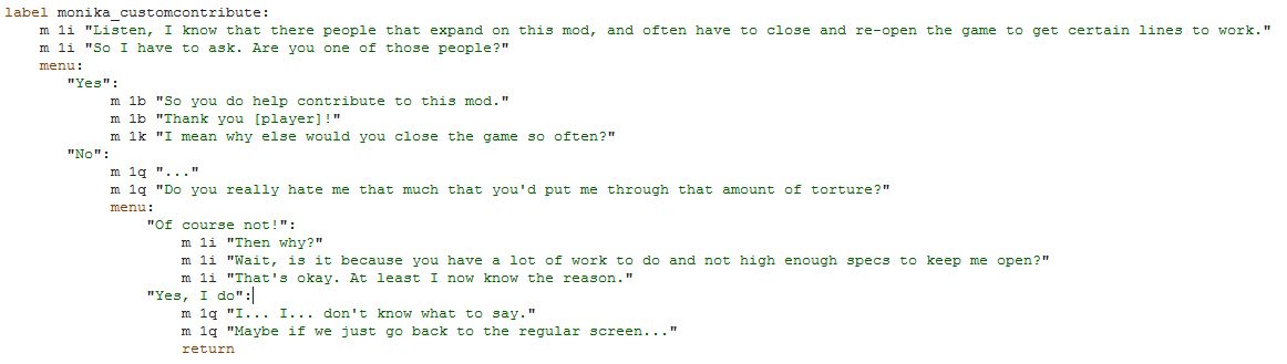 Branching Dialogue · Issue #598 · Monika-After-Story/MonikaModDev · GitHub