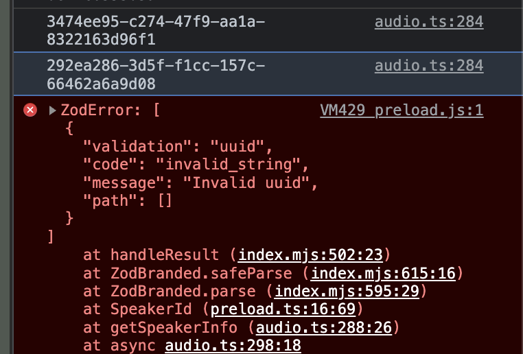 `zod.string().uuid()`が厳密なUUID検査をするために、正確にはUUIDでないSpeakerIDを持つ話者を読み込めない