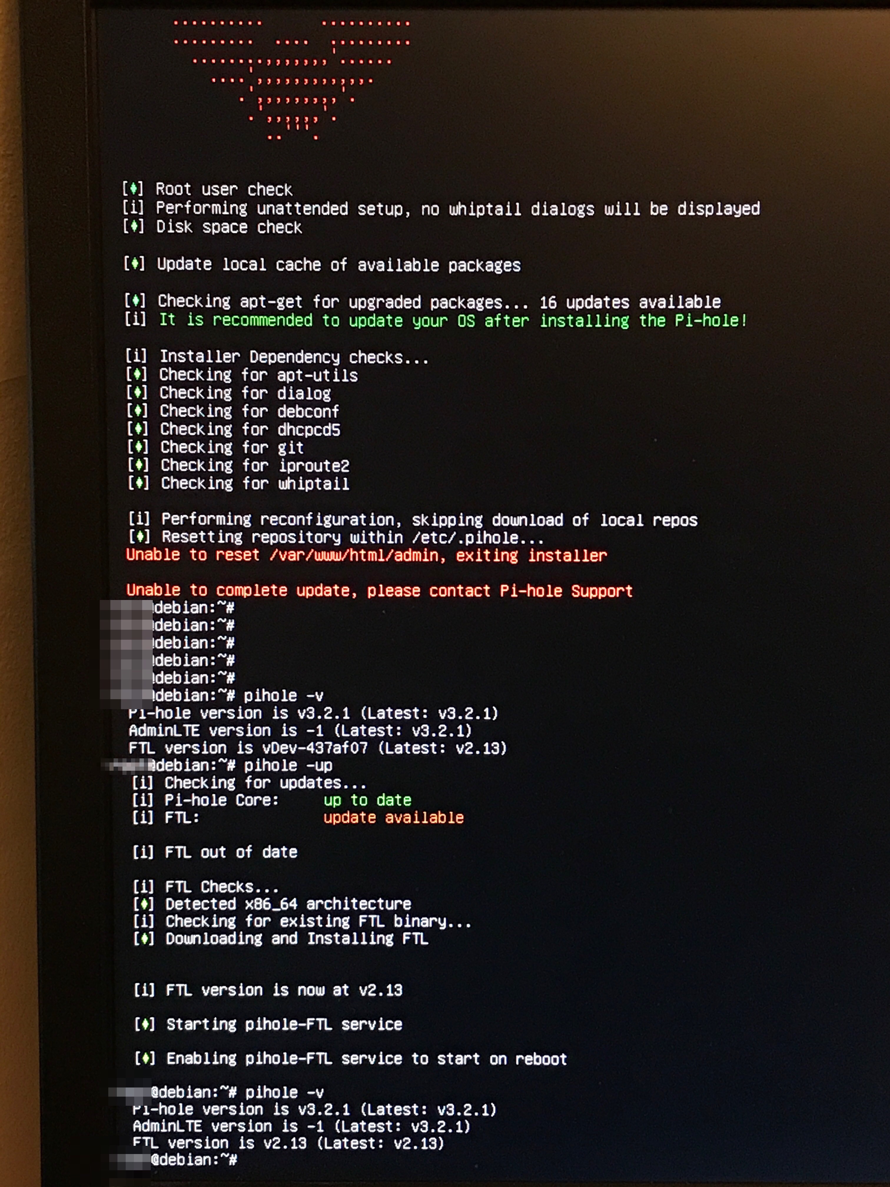 Pihole -up fail on system with no web interface installed · Issue #1871 ...