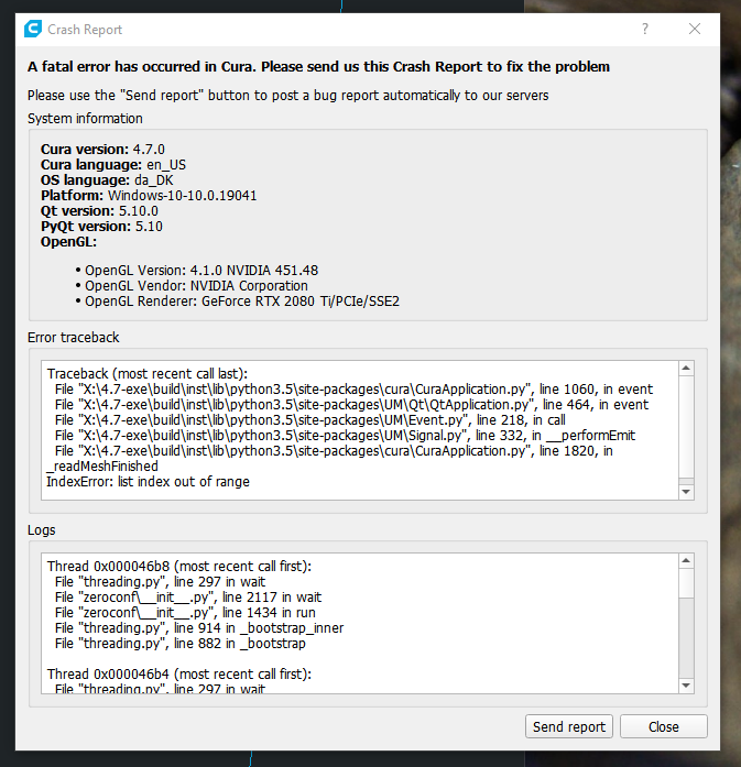 [4.7.0] Crash to bug reporter when trying to load STL. · Issue #8328 ...