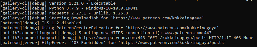 Patreon Downloads Fail with a 403 Forbidden error (gallery-dl v1.20.0 ...
