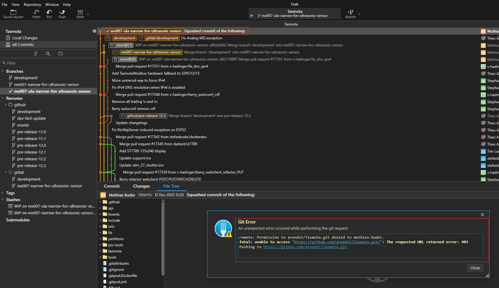 Pull Request | remote: Permission to arendst/Tasmota.git denied to ...