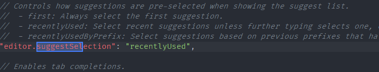 auto suggestion order is reset after using custom snippet..Last used ...