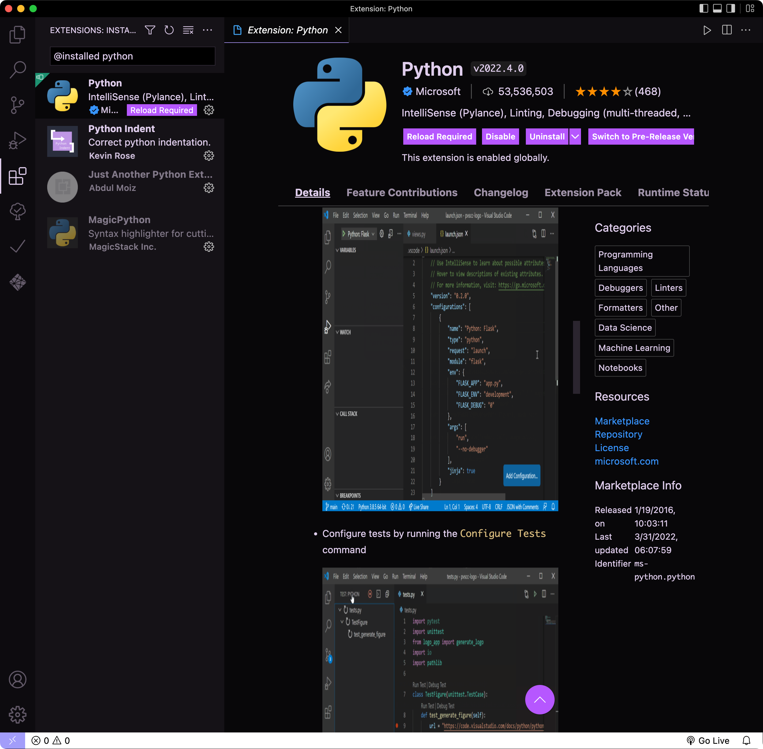 Microsoft Python (Pylance) extension page GIF preview scaling · Issue ...