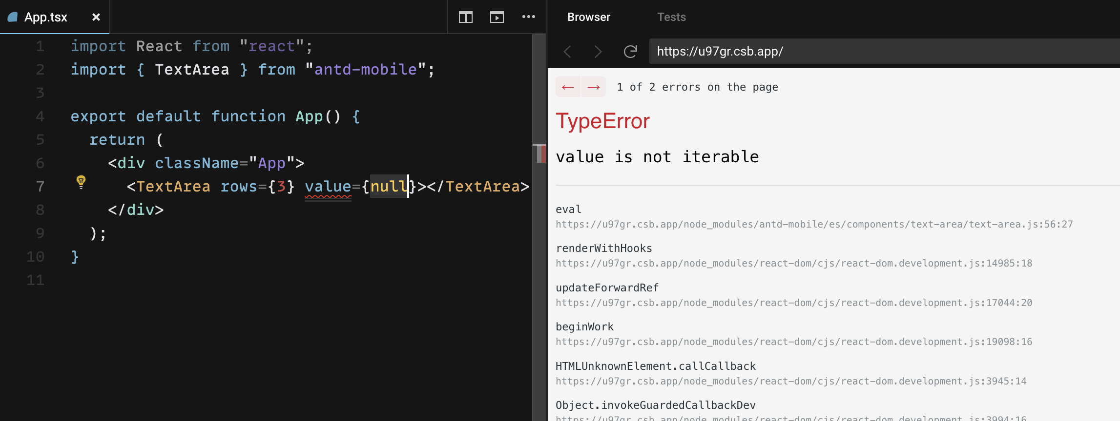 TextArea 的 value 不能为 null, 否则会抛出异常 · Issue #4765 · ant-design/ant ...