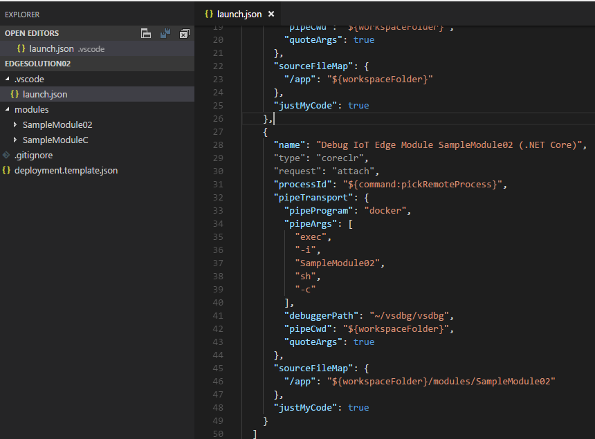 [Add IoT Edge Module]update the launch.json file failed. · Issue #84 ...