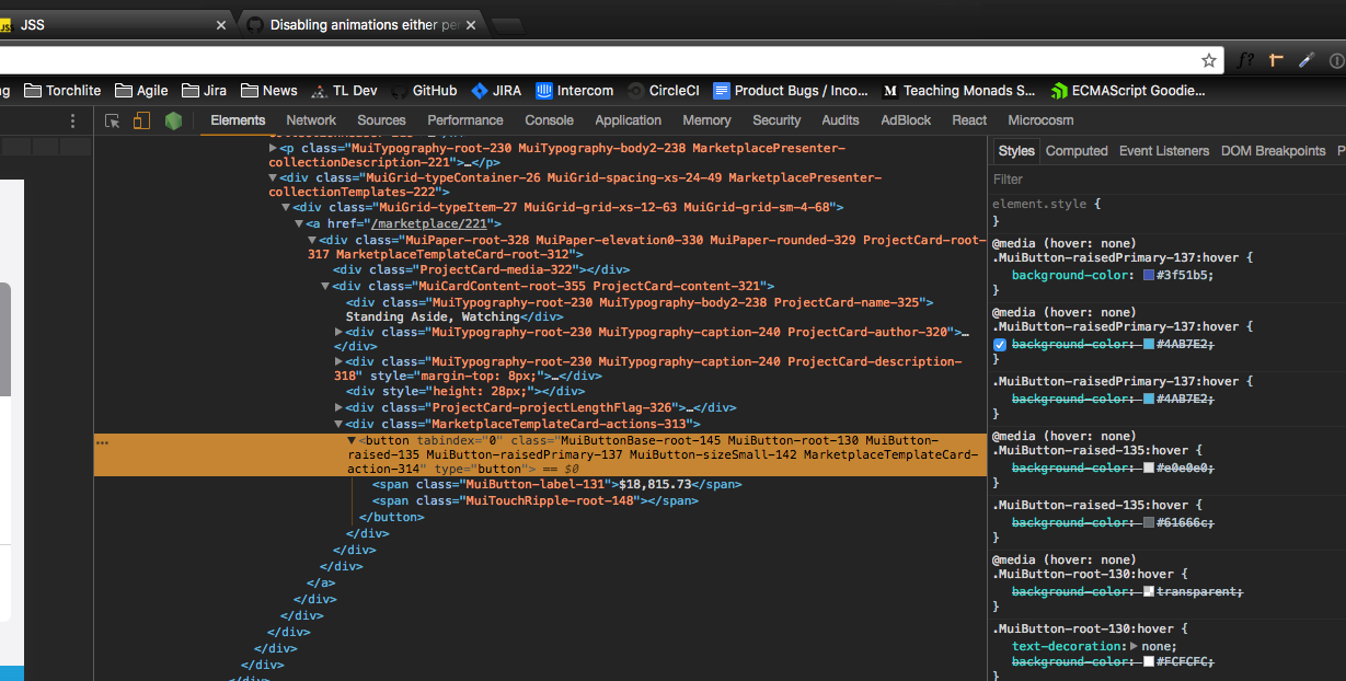Media query does not override Button hover styles on smaller screens