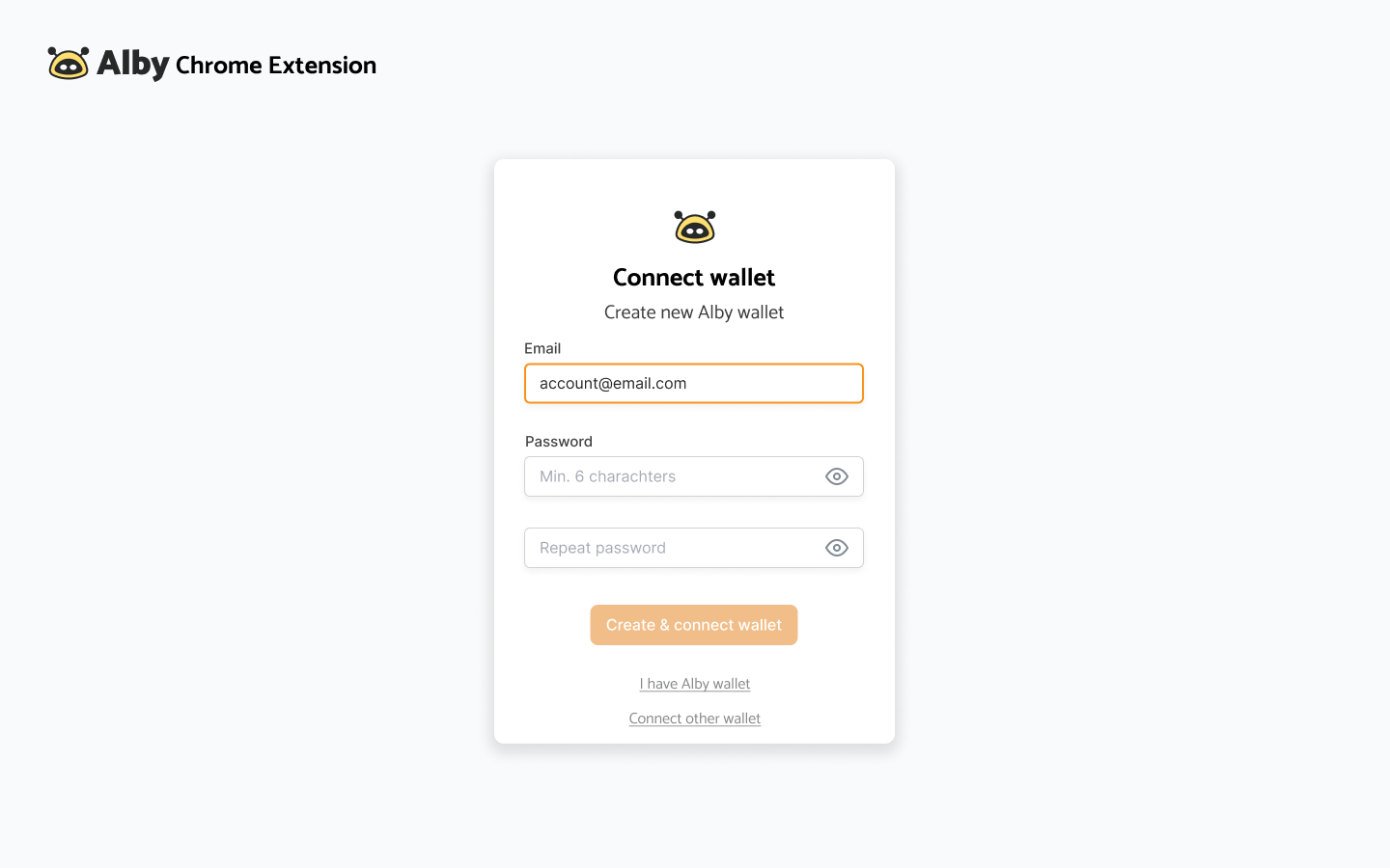 Create new Alby Account