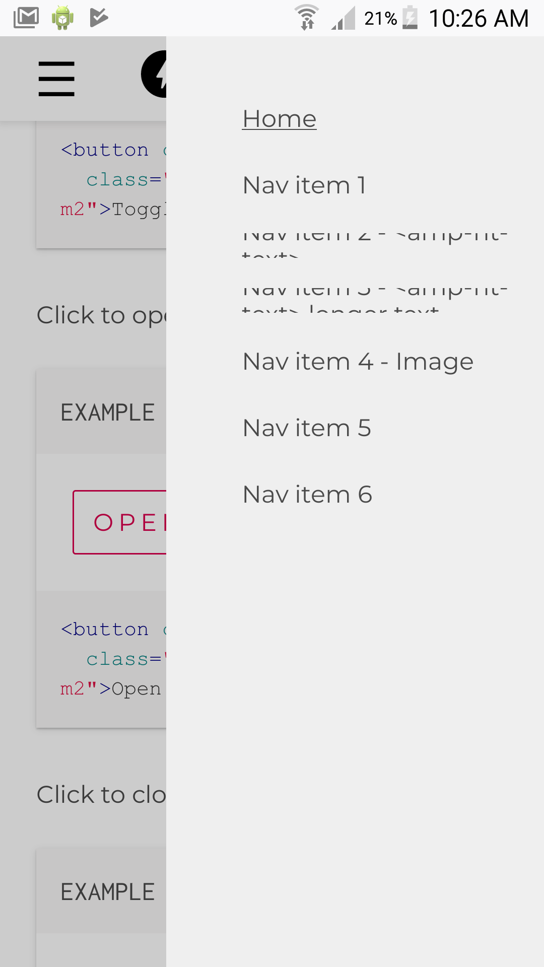 [AMP Components in Firefox][NF] [AMPsidebar] Sidebar menu examples are