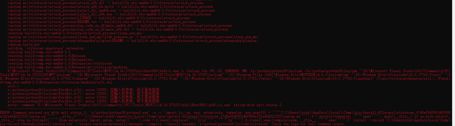 安装失败 · Issue #209 · gaogaotiantian/viztracer · GitHub