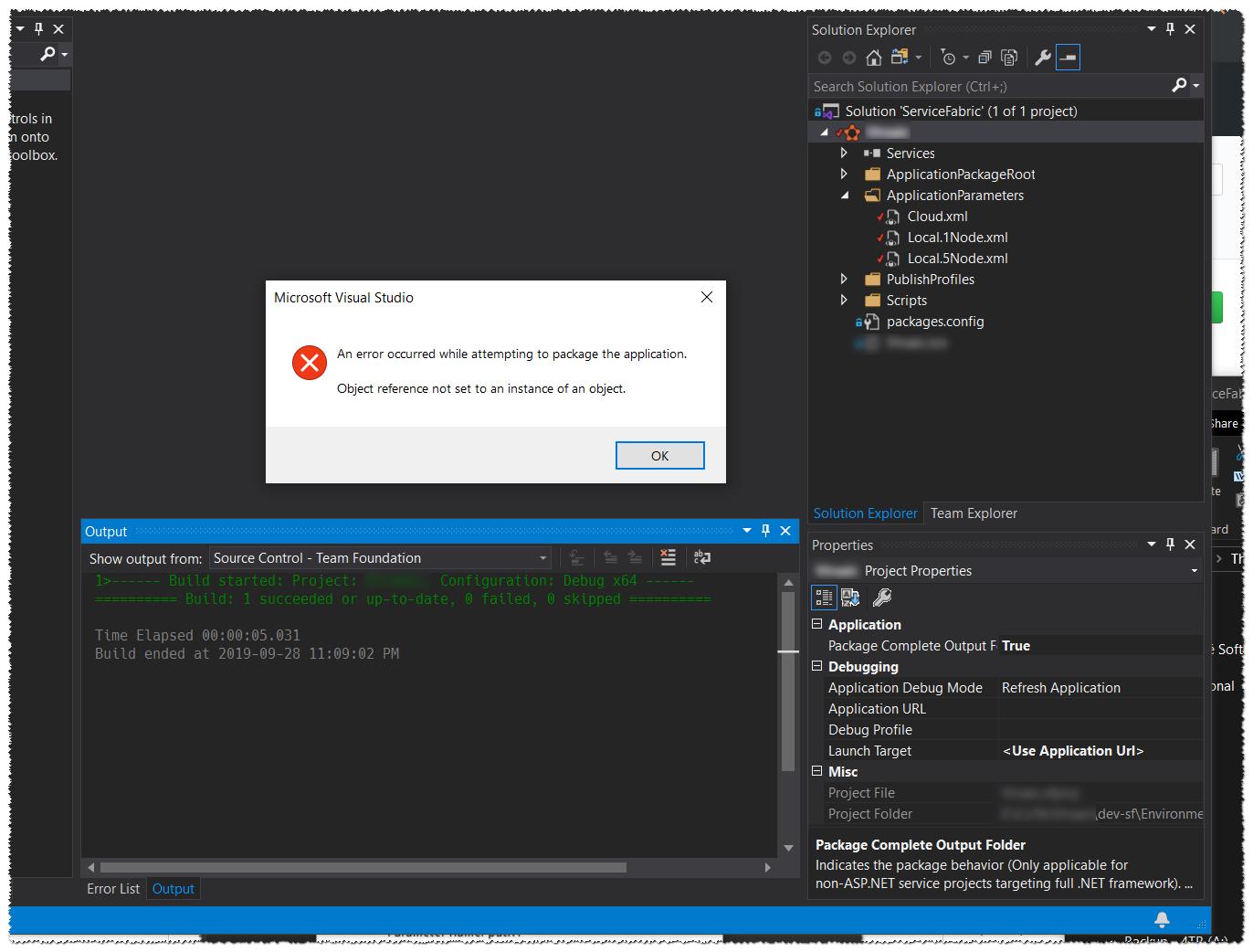 Cannot "Package" service fabric application anymore · Issue 360