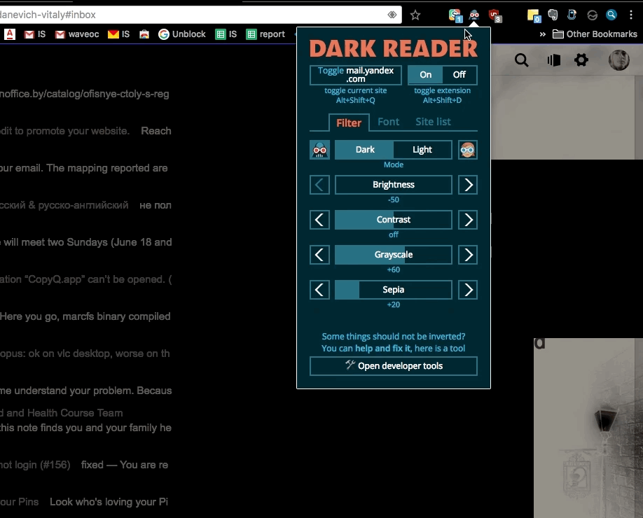 Cannot toggle on mail.yandex.com · Issue #265 · darkreader/darkreader ...
