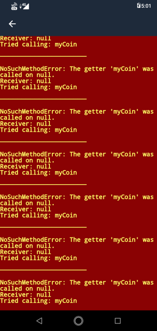 NoSuchMethodError: The getter 'coin' was called on null. · Issue #20 ...