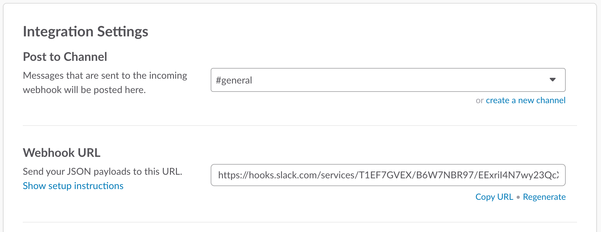 config incoming webhooks