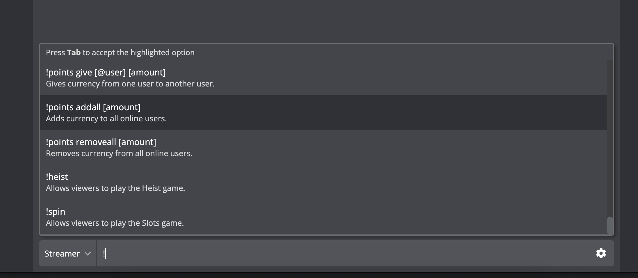 [Feature Request] Only trigger on "Tab" in dashboard chat