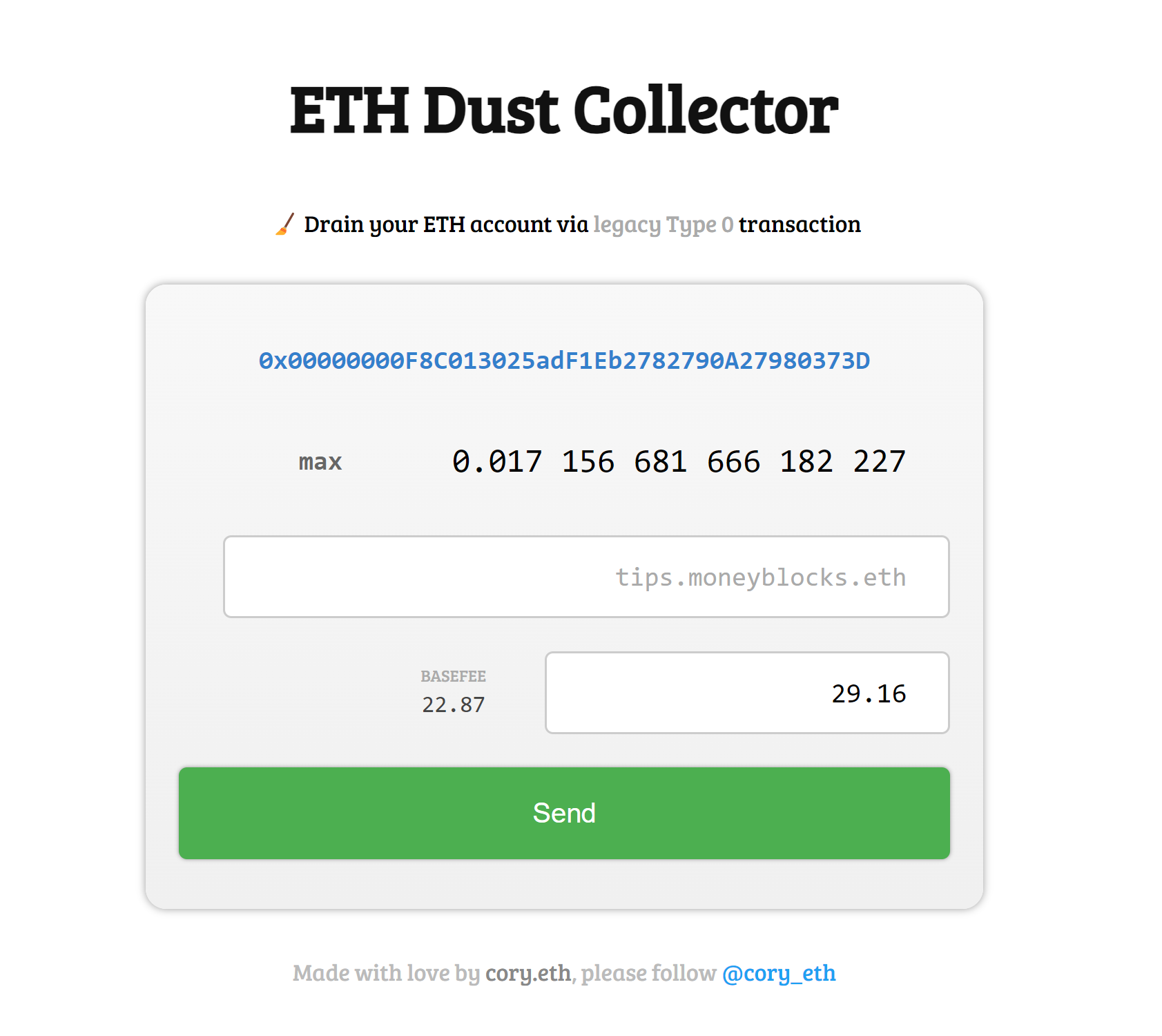 GitHub stoooops/ethdustcollector A simple web page to drain an Ethereum account