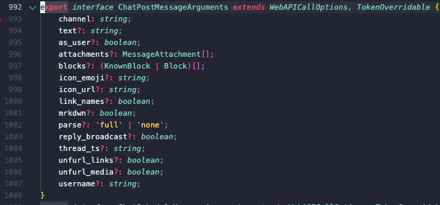 methods.d.ts: ChatPostMessageArguments