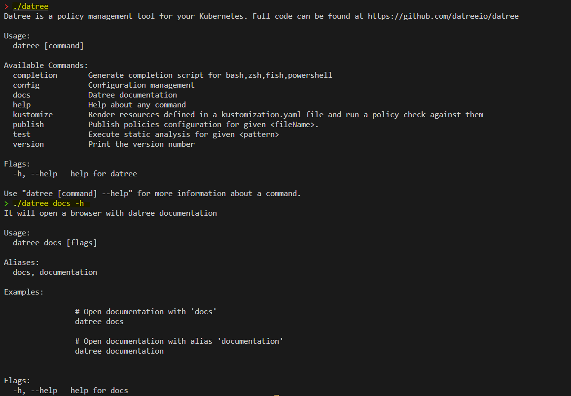 feat: add docs command for datree #763 by imrushi · Pull Request #813 ...
