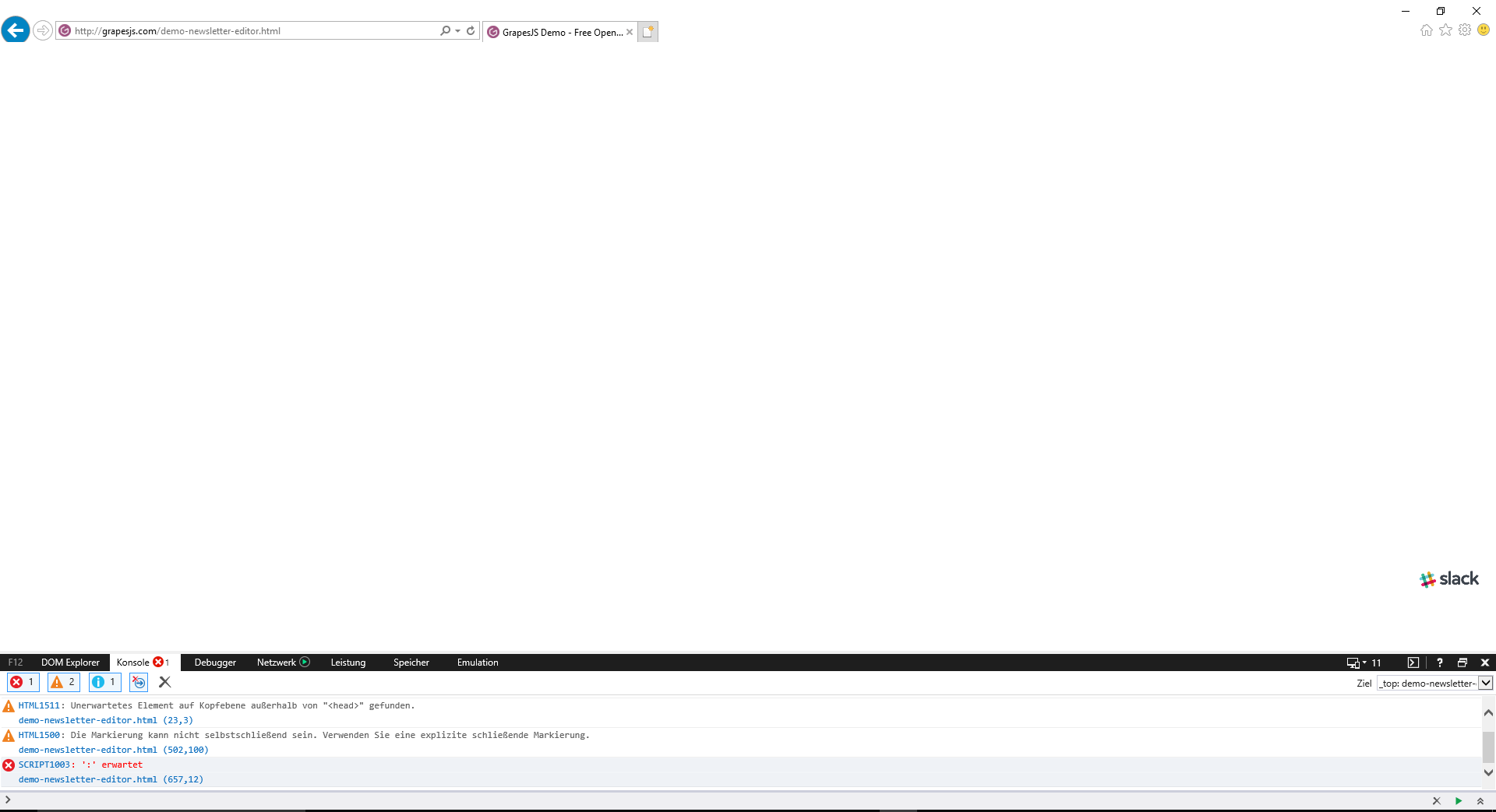 [BUG] IE11 Newsletter Demo not working · Issue 1140 · GrapesJS
