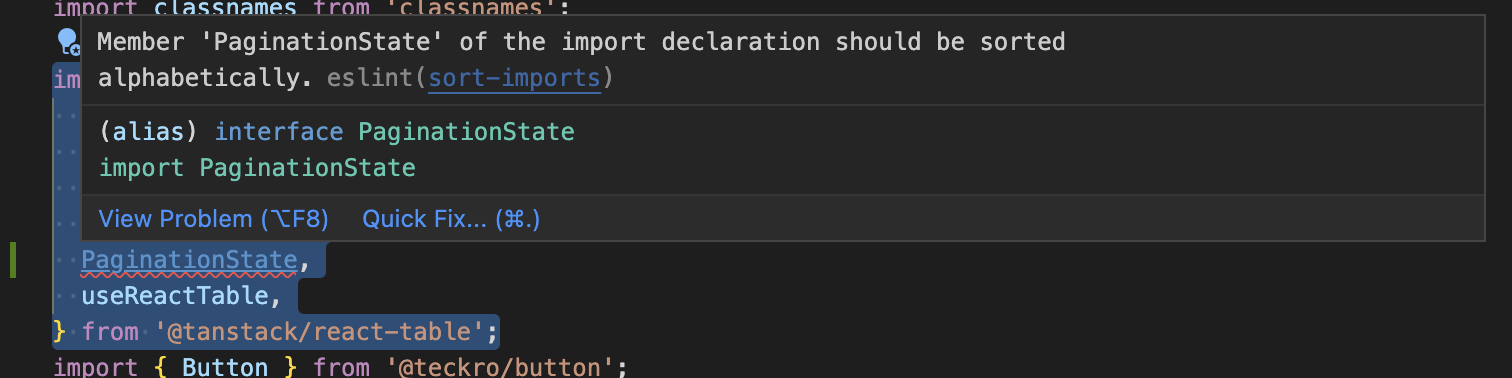 Problem with eslint sort-imports rule · Issue #4799 · TanStack/table ...