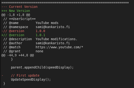 Feature: Show diff of changes when updating a userscript · Issue #500 ...