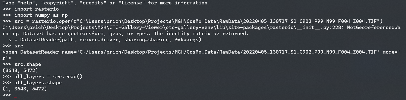 Reading a multi-channel .TIF file · rasterio rasterio · Discussion ...