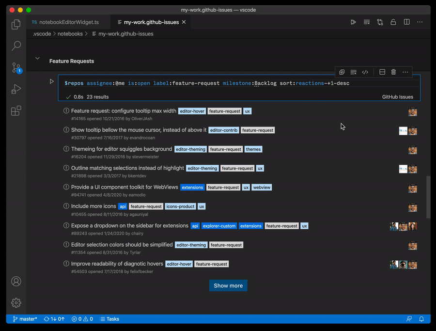 Notebooks: consolidate output actions · Issue #101448 · microsoft ...