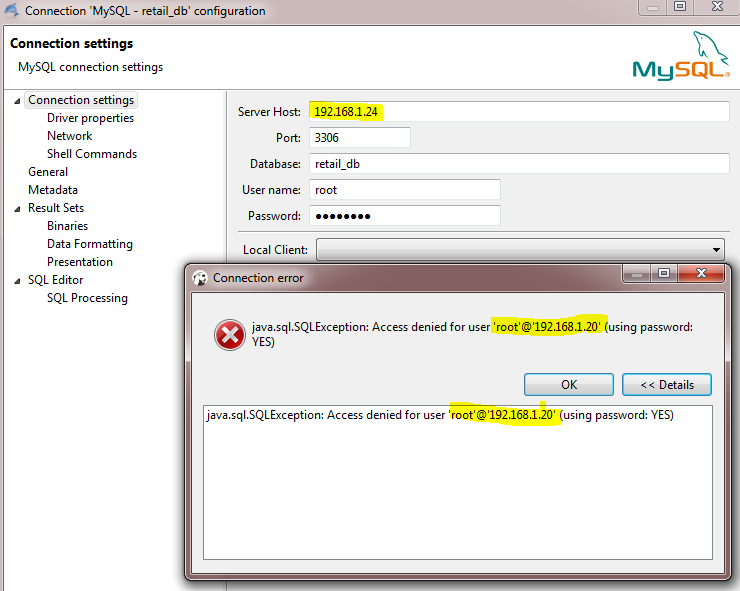 Bug: different IP address in error message · Issue #1784 · dbeaver ...