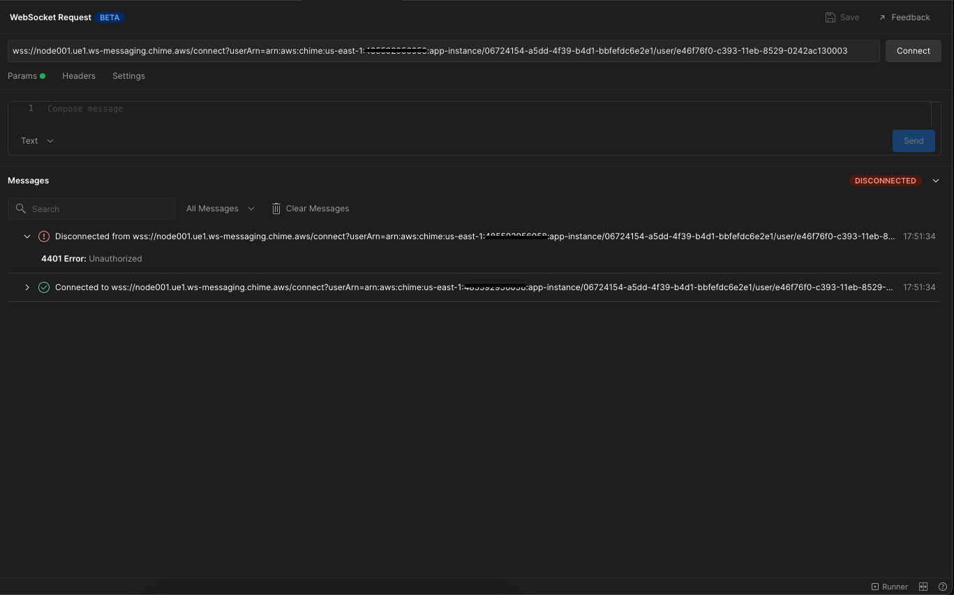 Establishing a messaging connection with chime