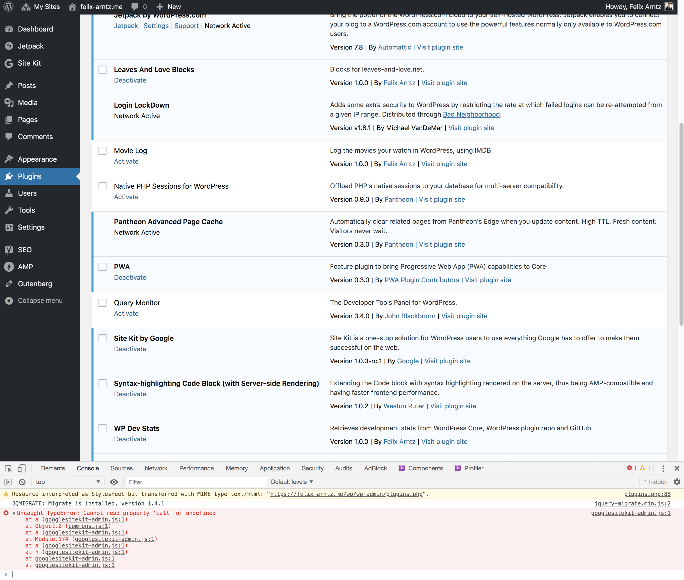 Uncaught Type Error in JavaScript across admin · Issue #699 · google ...