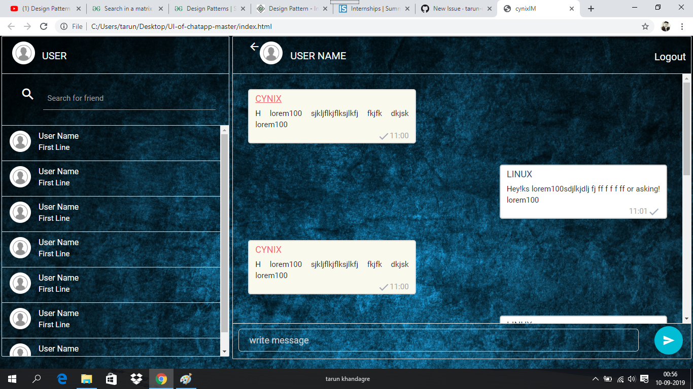 GitHub - tkhandag/messaging-template: chat_app UI