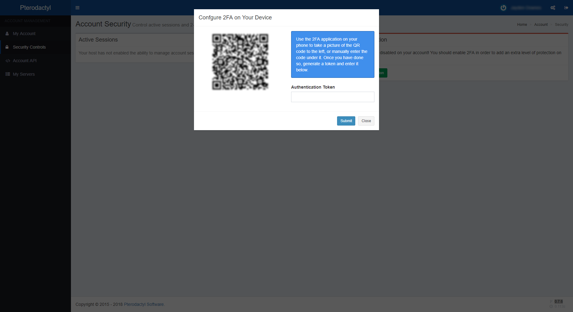 2FA Manual Code Nonexistent. · Issue #1197 · pterodactyl/panel · GitHub