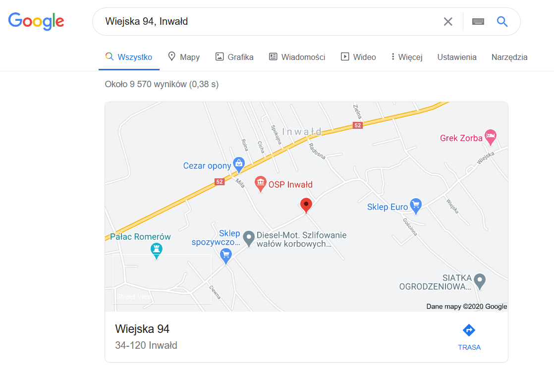 Screenshot_2020-11-06 Wiejska 94, Inwałd - Szukaj w Google