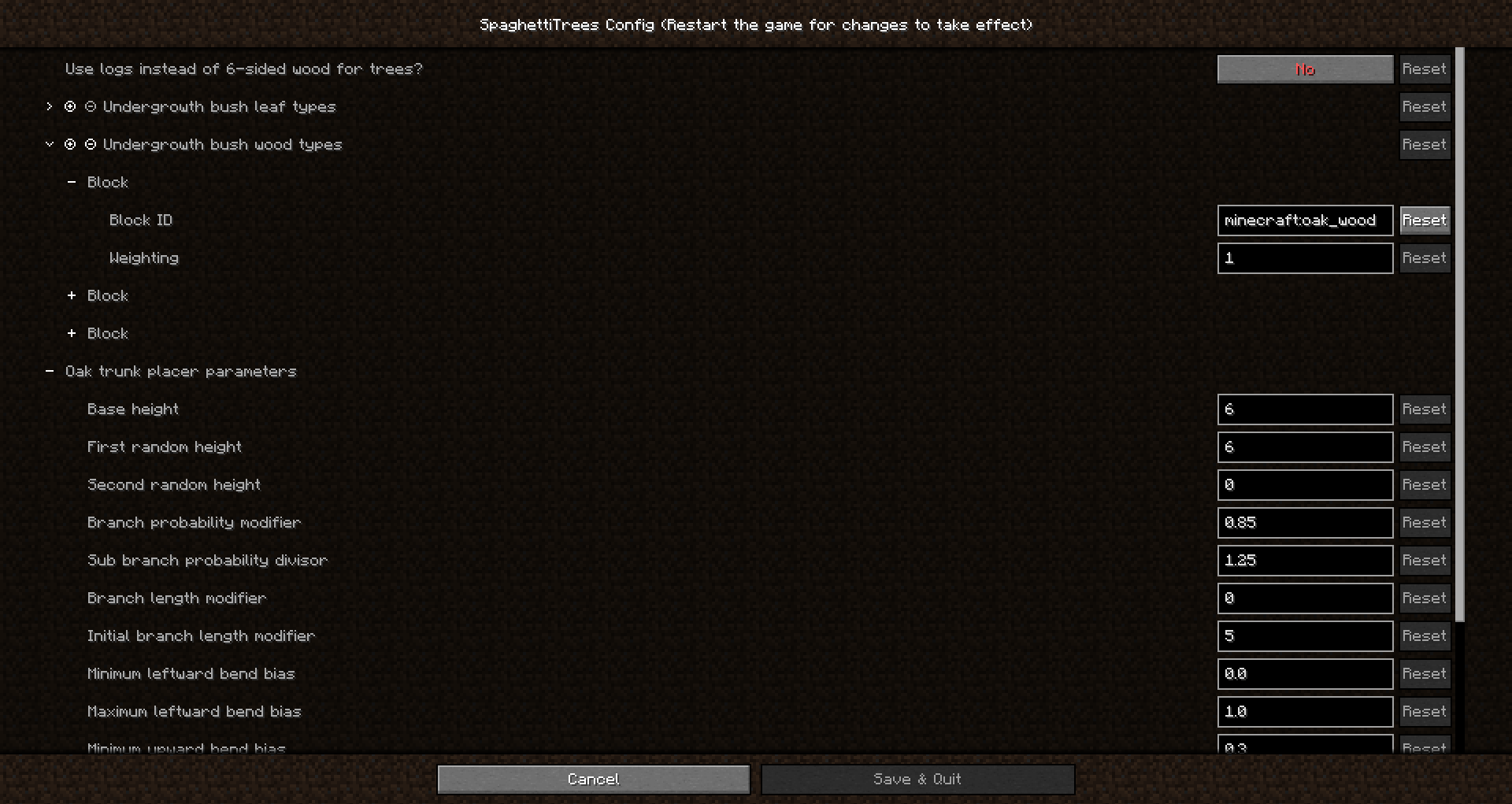 Config screenshot