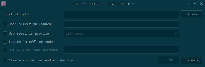 create shortcut screen